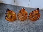 3x vintage amber Art Deco lampenkapjes vlam glas, Antiek en Kunst, Antiek | Lampen, Ophalen of Verzenden