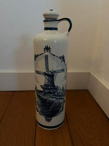 Antieke jeneverkruik Delfts Blauw - molen beschikbaar voor biedingen