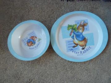 Peter Rabbit Bordjes plus Lepeltje - Melamine beschikbaar voor biedingen