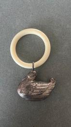 Antieke bijtring / rammelaar eend zilver met belletje, Antiek en Kunst, Ophalen of Verzenden