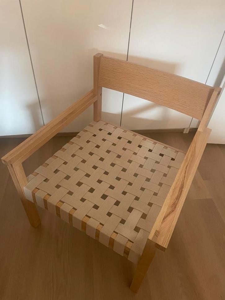 Japandi fauteuil, Huis en Inrichting, Stoelen, Zo goed als nieuw, Eén, Hout, Wit, Ophalen