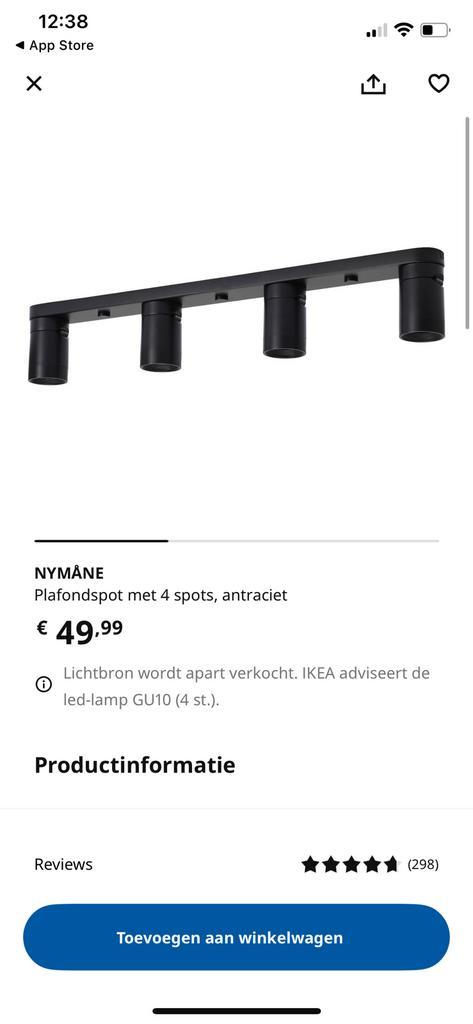IKEA nymane plafondlamp zwart, Huis en Inrichting, Lampen | Plafondlampen, Zo goed als nieuw, Ophalen of Verzenden