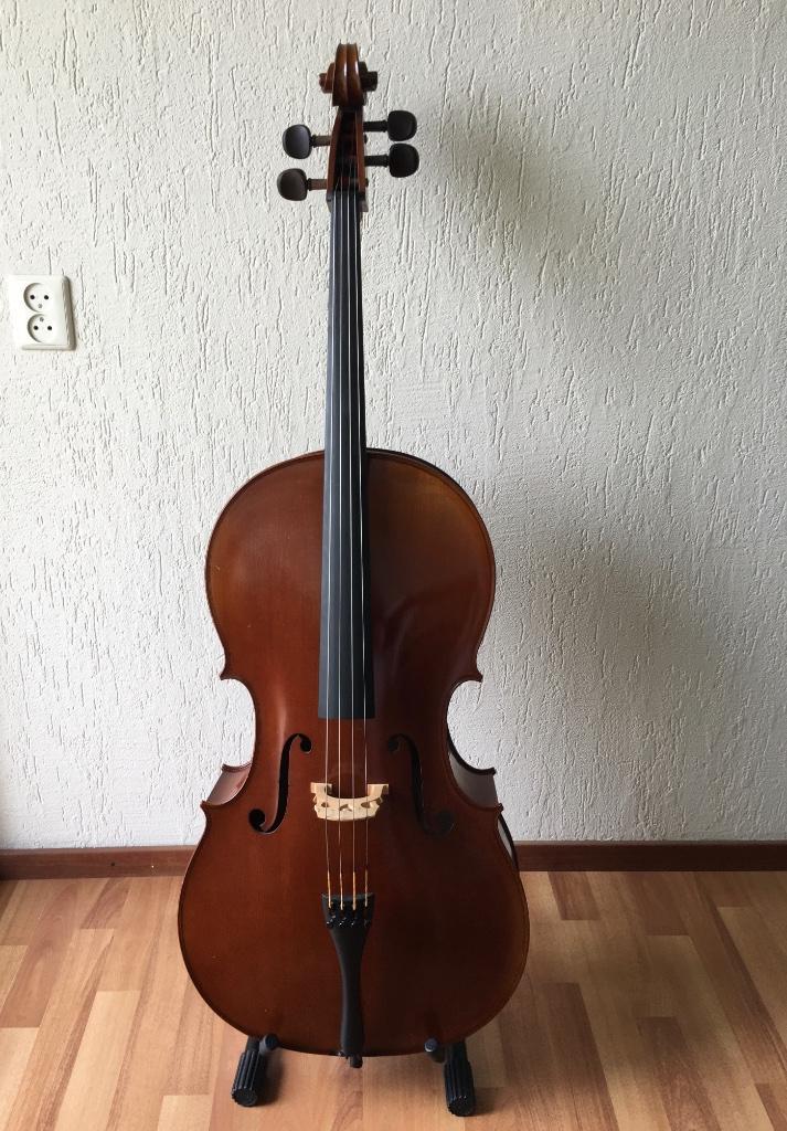 4/4 cello Delille met strijkstok en toebehoren, Muziek en Instrumenten, Strijkinstrumenten | Cello's, Zo goed als nieuw, 4/4-cello