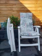 2 inklapbare tuinstoelen met kussens, Tuin en Terras, Tuinstoelen, Ophalen, Gebruikt, Kunststof, Inklapbaar