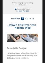 Fletcher hotel overnachintg (1dag hotel), Tickets en Kaartjes, Twee personen, 1 overnachting