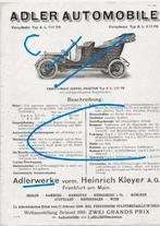 Adler auto 1910 folder + Opdrachtbevestiging, Ophalen of Verzenden, Zo goed als nieuw, Overige merken