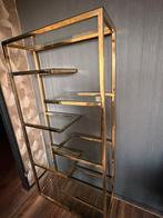 Gouden open kast met glazen platen, Ophalen, Met plank(en), Gebruikt, 50 tot 100 cm