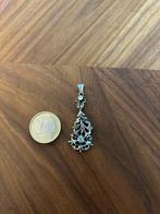 Antieke zilveren hanger bloem diamantjes vintage, Ophalen, Zilver