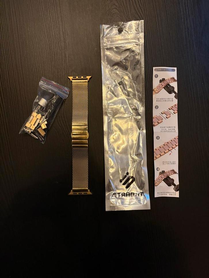 Goudkleurig Apple Watch bandje 44mm, Sieraden, Tassen en Uiterlijk, Armbanden, Nieuw, Staal, Goud, Ophalen of Verzenden