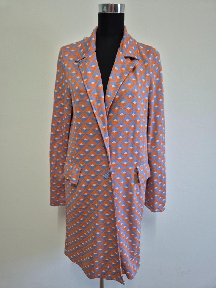 Jas79 - Nieuw blauw-oranje Via Fillungo jasje maat L (1), Kleding | Dames, Jasjes, Kostuums en Pakken, Nieuw, Maat 38/40 (M), Blauw