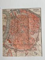 Stadskaart OUD - Antwerpen - 1885 - In passe partout - kleur, Antiek en Kunst, Kunst | Etsen en Gravures, Ophalen of Verzenden