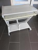 metalen computertafel bureau met uitschuif blad, ca 79cm, Huis en Inrichting, Bureaus, Ophalen, Met wielen, Gebruikt, Bureau