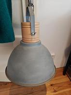Grote hanglamp, staal, mango hout, Huis en Inrichting, Lampen | Hanglampen, Ophalen of Verzenden, Gebruikt, Hout, Minder dan 50 cm
