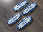 4 delftsblauwe bordjes voor op deur, Antiek en Kunst, Ophalen of Verzenden