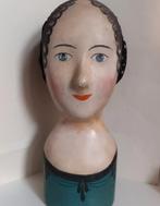 Antieke Marotte papier mache Milliners head hoofd met mutsje, Antiek en Kunst, Ophalen of Verzenden
