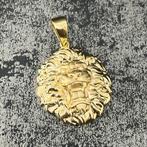 14 karaat gouden hanger leeuw kop hanger, Ophalen of Verzenden