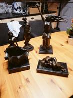 Brons beelden 4stuks, gesigneerd, Antiek en Kunst, Antiek | Koper en Brons, Ophalen