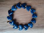Armband acryl kralen hart en goud stainless steel., Sieraden, Tassen en Uiterlijk, Armbanden, Overige materialen, Yehwang, Blauw