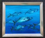 Schilderij, vis, handgeschilderd, blauw, vintage, Antiek en Kunst, Ophalen