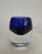 Saffierblauw glazen object - waxinelichthouder H 8,5 cm., Antiek en Kunst, Antiek | Glas en Kristal, Ophalen of Verzenden