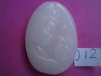 Prachtige amulet hanger van chinese jade GUANYIN J12, Ophalen of Verzenden, Zo goed als nieuw, Wit, Steen of Mineraal