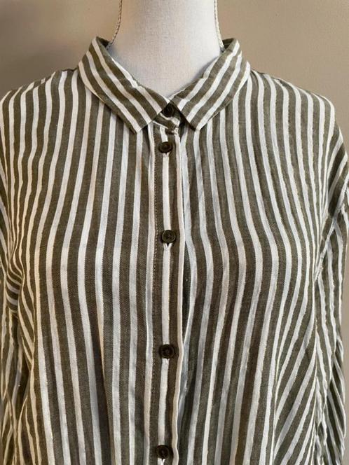 ICHI blouse met groen-ecru en goudkleurig streepje 42, Kleding | Dames, Blouses en Tunieken, Zo goed als nieuw, Maat 42/44 (L)