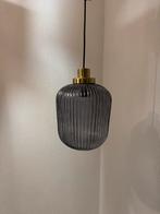 Hanglamp smokey glas en goud kleurig accent, Huis en Inrichting, Lampen | Hanglampen, Ophalen of Verzenden, Zo goed als nieuw