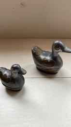 2x eend tin met koper l pillendoosje, Antiek en Kunst, Ophalen of Verzenden