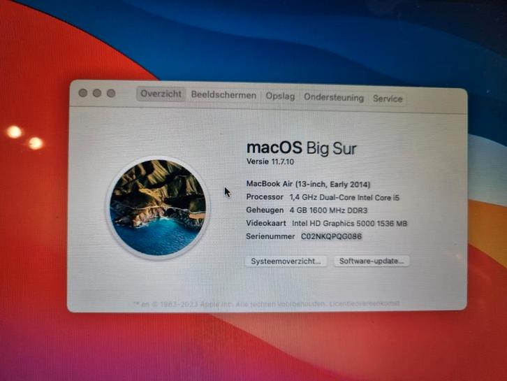 MacBook Air (13-inch, 2014), Computers en Software, Apple Macbooks, Gebruikt, MacBook Air, 13 inch, Minder dan 2 Ghz, 256 GB, 4 GB