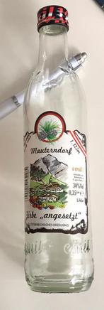 Uniek flesje v. Mauterndorf Zirbe, ‘angesetzt’ 35 cl leeg, Ophalen of Verzenden, Zo goed als nieuw