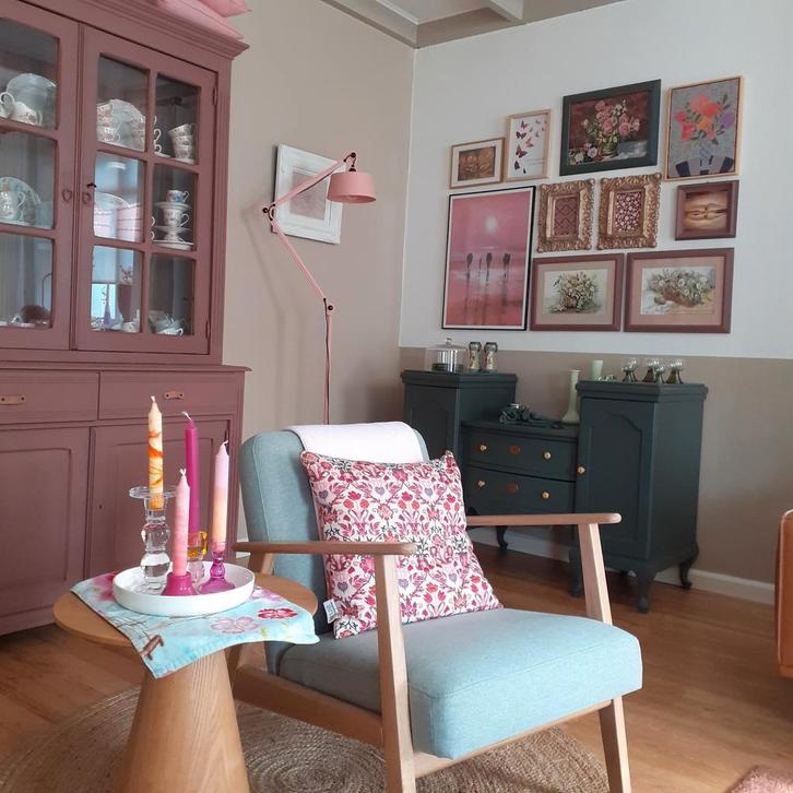Vintage gerestyled kastje(donkergroen Fushion Minerale Verf), Huis en Inrichting, Kasten | Dressoirs, Zo goed als nieuw, 50 tot 100 cm