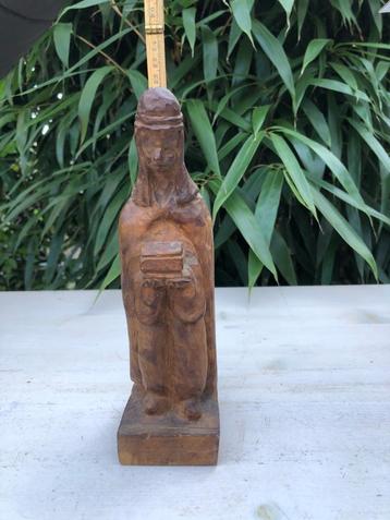 Uniek antiek uit 1 stuk hout gesneden beeld 28 cm beschikbaar voor biedingen