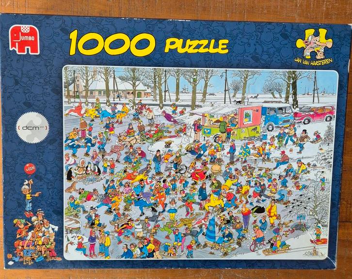Jan van Haasteren puzzel/1000 stukjes/ op glad ijs, Hobby en Vrije tijd, Denksport en Puzzels, Zo goed als nieuw, 500 t/m 1500 stukjes