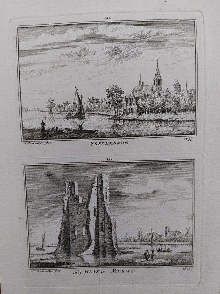 151-152 / Ysselmonde - IJsselmonde Gravure van A. Rademaker, Antiek en Kunst, Kunst | Etsen en Gravures, Ophalen of Verzenden