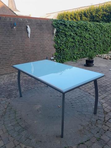 Aluminium tuintafel met melkglas 90x160 beschikbaar voor biedingen