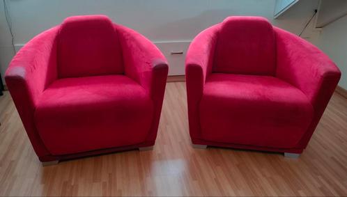 Twee rode fauteuils Calia Italia, Huis en Inrichting, Fauteuils, Gebruikt, Stof, 75 tot 100 cm, 75 tot 100 cm, Ophalen