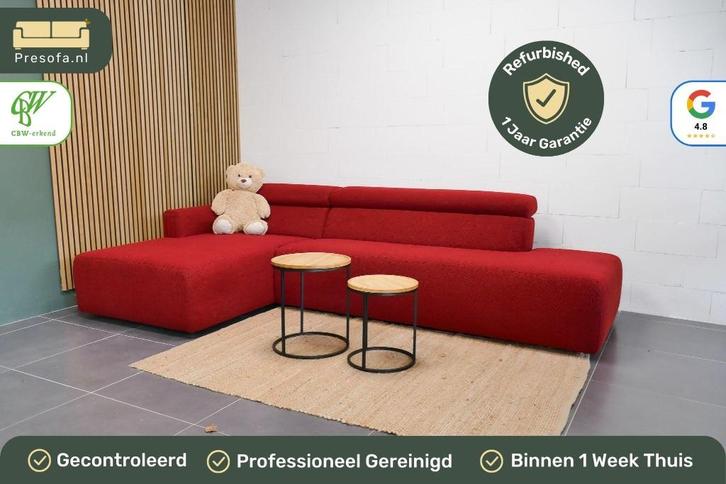 Montel Hoekbank lounge bank Rood Pepper [Refurbished], Huis en Inrichting, Banken | Bankstellen, Zo goed als nieuw, Hoekbank, Vierpersoons of meer