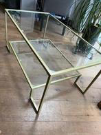 Salontafel metaal messing goud glas Nieuw!!, Huis en Inrichting, Tafels | Salontafels, Ophalen, 50 tot 100 cm, Rond, Nieuw