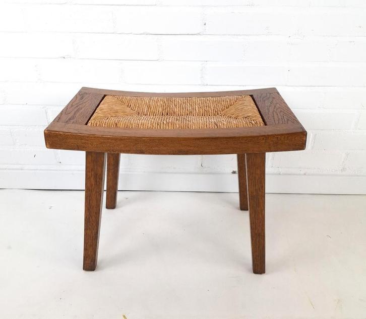 Vintage krukje met rieten zitting, Antiek en Kunst, Antiek | Meubels | Stoelen en Banken, Ophalen of Verzenden