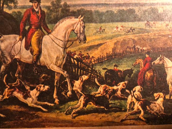 Delieux Jacht kleur Gravure met Lijst, Antiek en Kunst, Kunst | Schilderijen | Klassiek, Ophalen of Verzenden