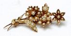 Broche antiek goud zaadpareltjes 18kt tak., Ophalen of Verzenden, Goud, Broche