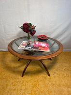 Gratis bezorging!Mid Century retro vintage teak salontafel70, Gebruikt, 50 tot 100 cm, -, Glas