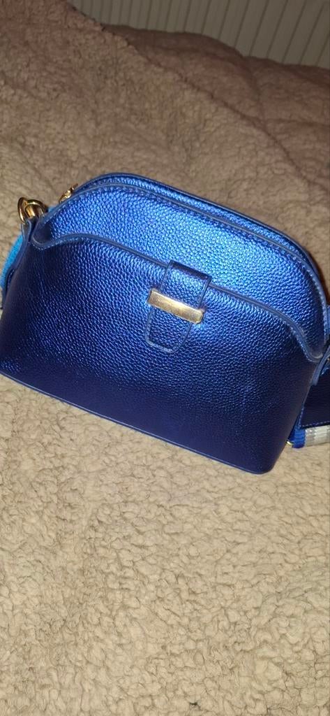 Metallic Kobalt Blauwe Tas met Strap - Nieuw!, Ophalen of Verzenden, Nieuw, Blauw, Handtas