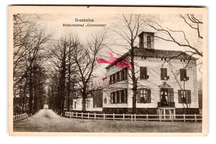 Breukelen, Ridderhofstad "Gunterstein", Verzamelen, Ansichtkaarten | Nederland, Gelopen, Utrecht, 1920 tot 1940, Verzenden