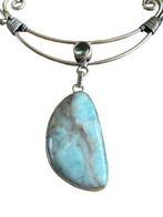 Larimar & Peridoot Edelsteen Ketting - Handgemaakt, Sieraden, Tassen en Uiterlijk, Overige voorstellingen, Blauw, Nieuw, Ophalen of Verzenden