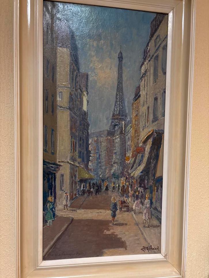 Schilderij van Parijs met de Eiffeltoren, Antiek en Kunst, Kunst | Schilderijen | Klassiek, Ophalen