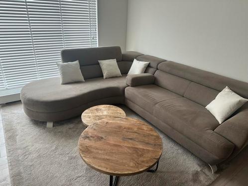 Montel Hoekbank Creme/Bruin + Gratis Tafels/Tapijt, Huis en Inrichting, Banken | Bankstellen, Zo goed als nieuw, Hoekbank, Vierpersoons of meer