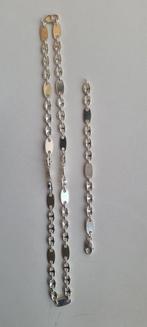 Mooie dikke en zware zilveren armband en ketting set, Sieraden, Tassen en Uiterlijk, Kettingen, Ophalen of Verzenden, Zo goed als nieuw
