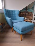 Mooie fauteuil van abai met bijpassend voetenbankje, Ophalen, 75 tot 100 cm, Zo goed als nieuw, Stof