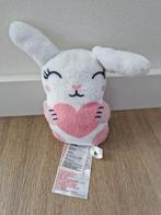 Knuffel H&M konijn roze hart schattig wit 17 cm K8741, Ophalen of Verzenden, Zo goed als nieuw, Konijn